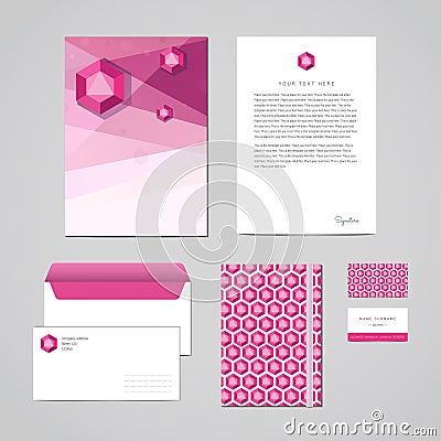 Corporate identity design template. Documentation for business (folder, letterhead, envelope, notebook and business card). Vector Illustration