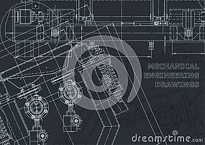 Cover, flyer, banner, background. Instrument-making drawings. Mechanical engineering drawing Vector Illustration