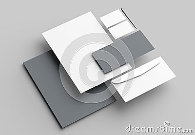 Corporate identity stationery mock up isolated on gray background. 3D illustrating. Stock Photo