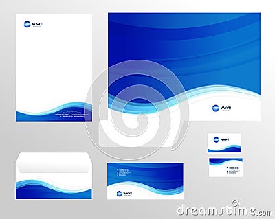 Corporate identity template design, visual marketing brand, business identity set. Card, letterhead, envelope, folder Vector Illustration