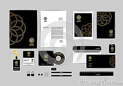 Corporate identity template for your business includes CD Cover, Business Card, folder, ruler, Envelope and Letter Head Designs U Vector Illustration