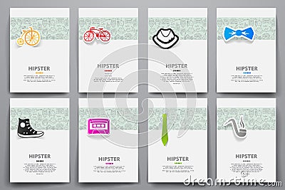 Corporate identity vector templates set with doodles hipster theme Vector Illustration