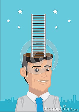 Corporate Ladder Reaching Stars Vector Illustration Vector Illustration