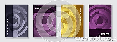 Corporate magazine front pages design. Minimal newsletter gradient circles twist vector backdrops. Vector Illustration