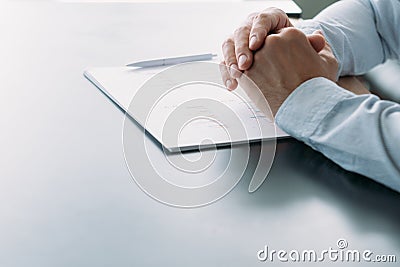 Corporate meeting project manager desk graphs Stock Photo