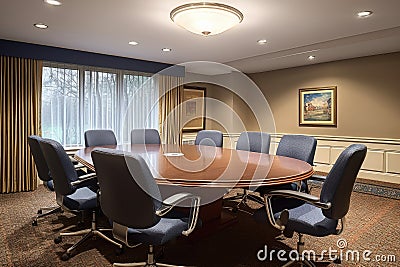 corporate meeting room with roundtable and chairs for discussions Stock Photo