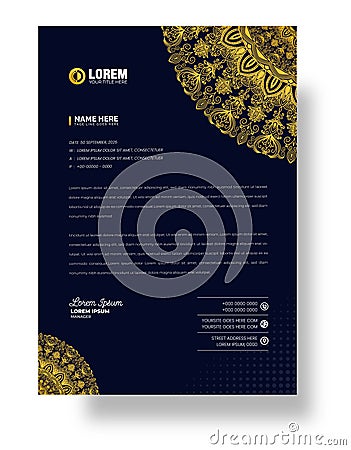 corporate Modern Creative and Clean business style luxury gold and black color letterhead. Vector Illustration