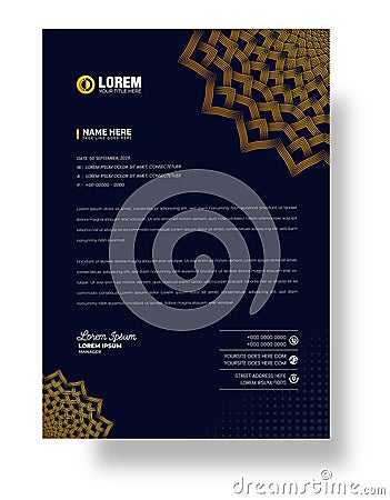 corporate Modern Creative and Clean business style luxury gold and black color letterhead. Vector Illustration