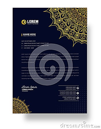 corporate Modern Creative and Clean business style luxury gold and black color letterhead. Vector Illustration