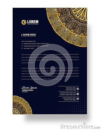 corporate Modern Creative and Clean business style luxury gold and black color letterhead. Vector Illustration