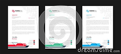 Corporate modern letterhead design template with color variation bundle. Creative letterhead design template for your business. Vector Illustration