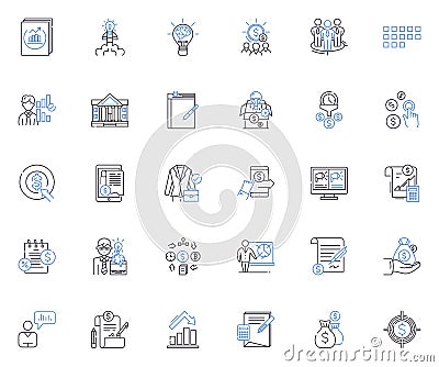Corporate line icons collection. Profit, Leadership, Innovation, Growth, Strategy, Reputation, Sustainability vector and Vector Illustration