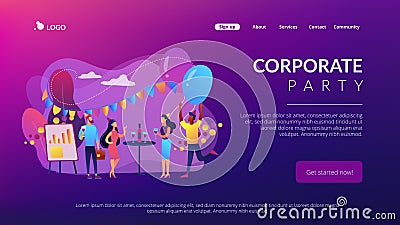 Corporate party concept landing page. Vector Illustration