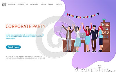 Corporate Party Coworkers Web Page Business People Vector Illustration