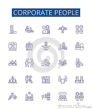 Corporate people line icons signs set. Design collection of Executives, Managers, Professionals, Directors, Employees Vector Illustration