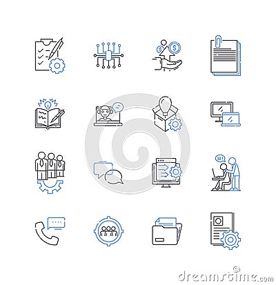 Corporate school line icons collection. Education, Training, Professionalism, Business, Workforce, Teamwork, Leadership Vector Illustration