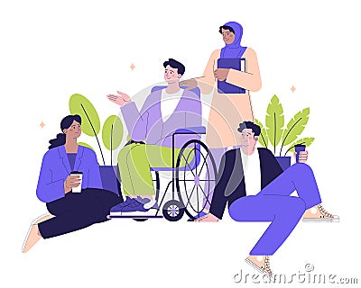 Corporate Social Responsibility, CSR. Equality, diversity and inclusion Vector Illustration