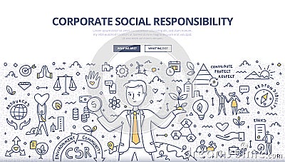 Corporate Social Responsibility Doodle Concept Vector Illustration