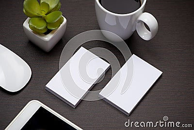 Corporate stationery branding mock-up with Business card blank Stock Photo