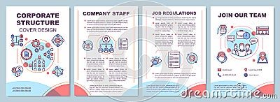 Corporate structure brochure template layout. Company staff management. Flyer, booklet, leaflet print design with linear Vector Illustration