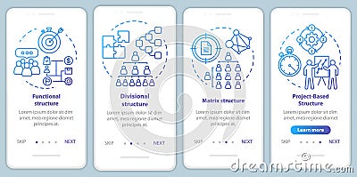 Corporate structure onboarding mobile app page screen with linear concepts. Organization hierarchy. Company management Vector Illustration