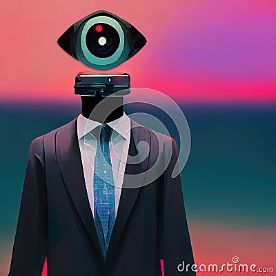 Corporate surveillance, futuristic business man Stock Photo