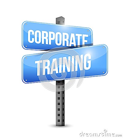 Corporate training road sign illustration design Cartoon Illustration