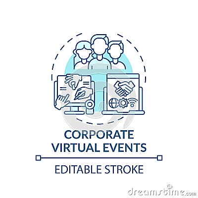 Corporate virtual events concept icon Vector Illustration