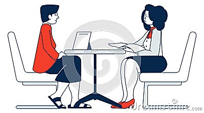 Corporate worker talking with client. Legal consultation Vector Illustration