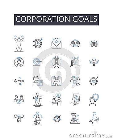 Corporation goals line icons collection. Business objectives, Company aspirations, Enterprise targets, Organization Vector Illustration