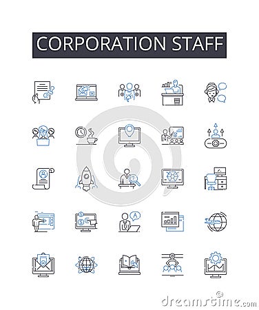 Corporation staff line icons collection. Business workers, Firm personnel, Company employees, Enterprise team Vector Illustration