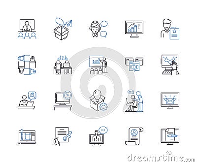 Corporation staff outline icons collection. Employees, Executives, Management, Personnel, Workers, Staffing, Personnel Vector Illustration