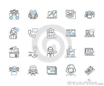 Corporation staff outline icons collection. Employees, Executives, Management, Personnel, Workers, Staffing, Personnel Vector Illustration