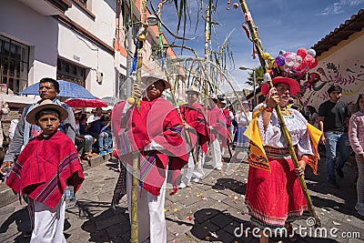 Corpus Christi parade in Pujili Ecuador Editorial Stock Photo