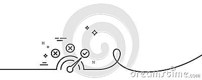 Correct answer line icon. Speedometer concept sign. Continuous line with curl. Vector Vector Illustration