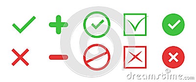 Correct and incorrect icons. True and false signs. Vector Vector Illustration