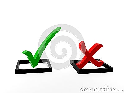 Correct and incorrect mark symbol Stock Photo