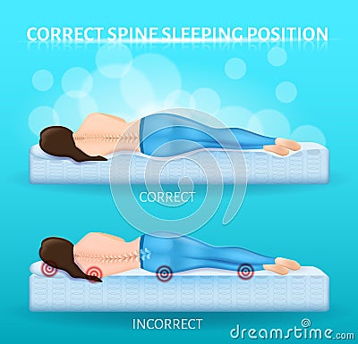 Correct Spine Sleeping Position Vector Banner Stock Photo