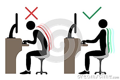 Correct office back sitting Vector Illustration