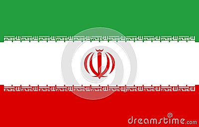 Correct proportion. Vector illustration. The Iran flag is flying in the wind. Colorful, national flag of Iranian. Patriotism. Cartoon Illustration