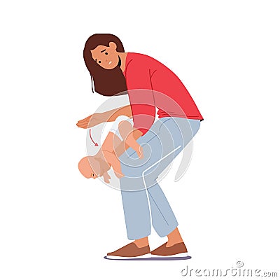 Correct Way Heimlich Emergency Maneuver, First Aid To Newborn Child Choking With Food Cartoon People Vector Illustration Vector Illustration