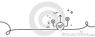 Correct way line icon. Approved path sign. Continuous line with curl. Vector Vector Illustration