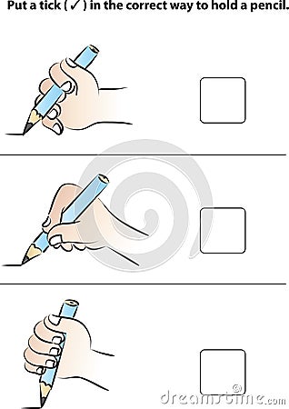 The correct way to hold a pencil Stock Photo