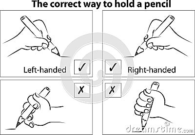 The correct way to hold a pencil Stock Photo