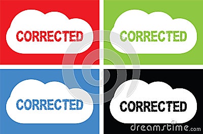 CORRECTED text, on cloud bubble sign. Stock Photo