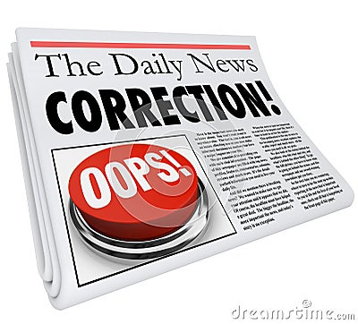 Correction Newspaper Error Mistake Reporting Fix Revision Stock Photo