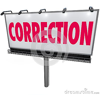 Correction Word Billboard Revising Updating Mistake Error Stock Photo