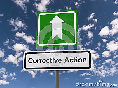 Corrective action road sign Stock Photo