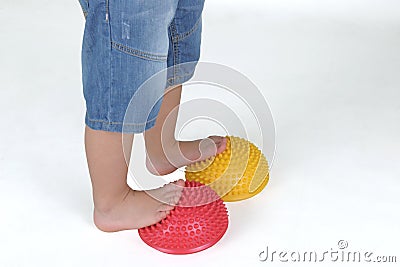 Corrective exercises for children with flat feet Stock Photo