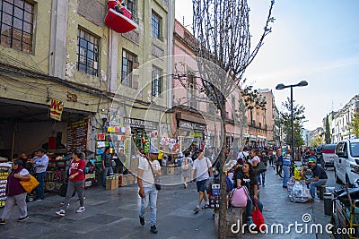 Corregidora Street in Mexico City, Mexico Editorial Stock Photo